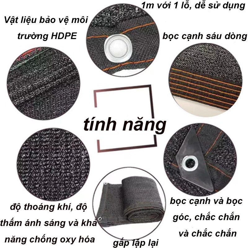 Lưới Che Nắng Thái Lan 2*30M - Lưới Che Nắng 50% 70% 90%, Lưới Màu Đen, Che Sân Vườn & Công Trình
