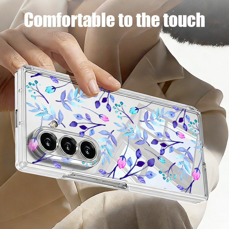 Ốp điện thoại trong suốt hấp phụ từ tính cho Samsung Galaxy Z Fold 7 6 5 Fold7 Fold6 Fold5 5G Vỏ chống sốc in hoa đầy màu sắc