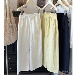 Quần ống rộng nhỏ, dài tới mắt cá chân, chất liệu cotton mỏng mát cho mùa hè