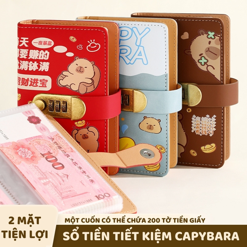 100 cuốn sổ tiết kiệm có khóa kéo chống nước, dây đai và chất liệu da PU cao cấp, giúp trẻ em học cách tiết kiệm.