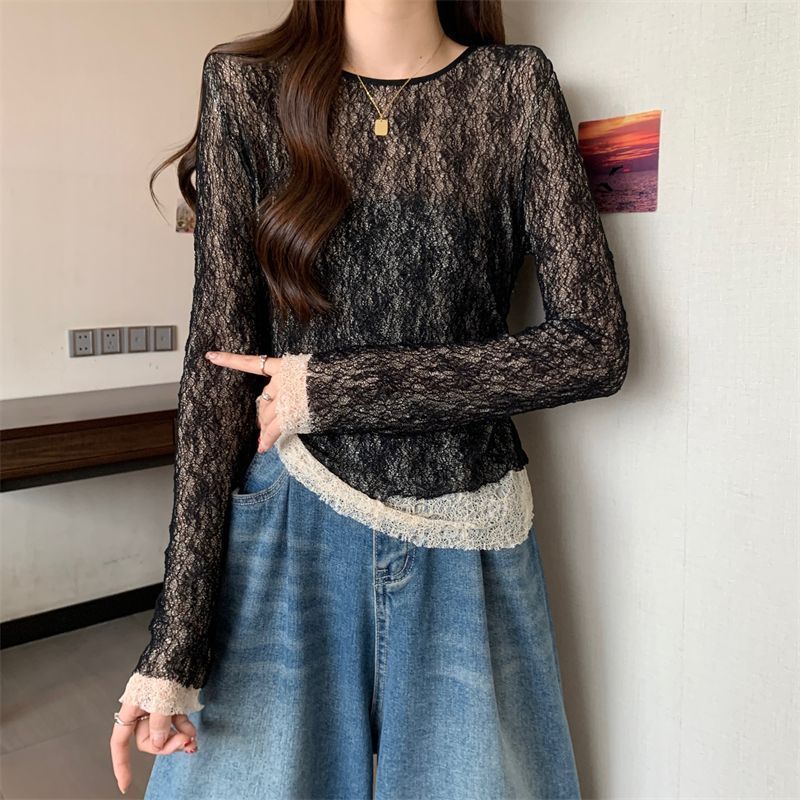 Milyfashion Ba Lê Phong Cách Ren Hai Lớp Xếp Ly Thiết Kế Không Đều Cảm Thấy Màu Sắc Phù Hợp Với Ren Trong Suốt