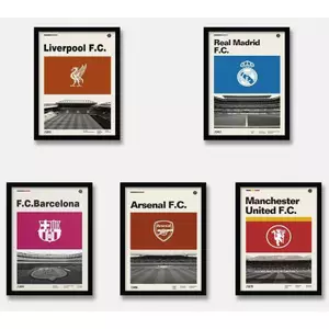 Liverpool Real Madrid Arsenal Manchester United Manchester City Câu lạc bộ bóng đá Retro Canvas Poster Nghệ thuật treo tường cho người hâm mộ Phòng ngủ Trang trí phòng khách