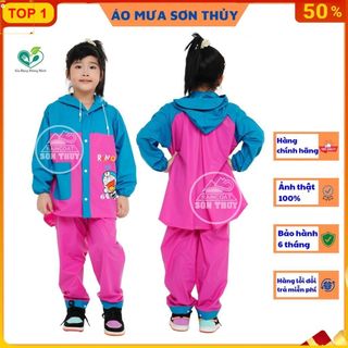 ( CHE CẶP ) Áo mưa bộ trẻ em Sơn Thủy có Lưng che cặp sách, bộ áo mưa dễ thương bằng PVC bé trai bé gái an toàn uminshop