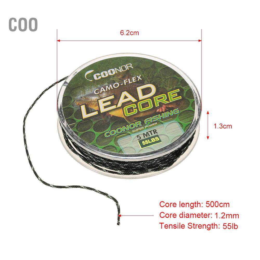 Coo Coo 55lb 5M Leadcore Bện Ngụy Trang Cá Chép Dây Câu Tóc Giàn Khoan Lõi Chì Giải Quyết
