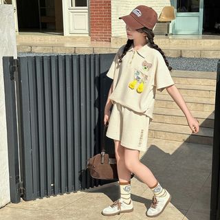 Bộ đồ polo cho bé gái – Áo polo tay ngắn phối quần short phong cách Hàn Quốc