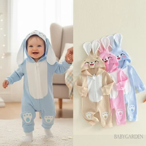 Trẻ Sơ Sinh Bé Gái Bé Trai Phục Sinh Rompers Dài Tay Có Mũ Trùm Đầu Mùa Xuân Full Dây Kéo Thỏ Dễ Thương Áo liền quần