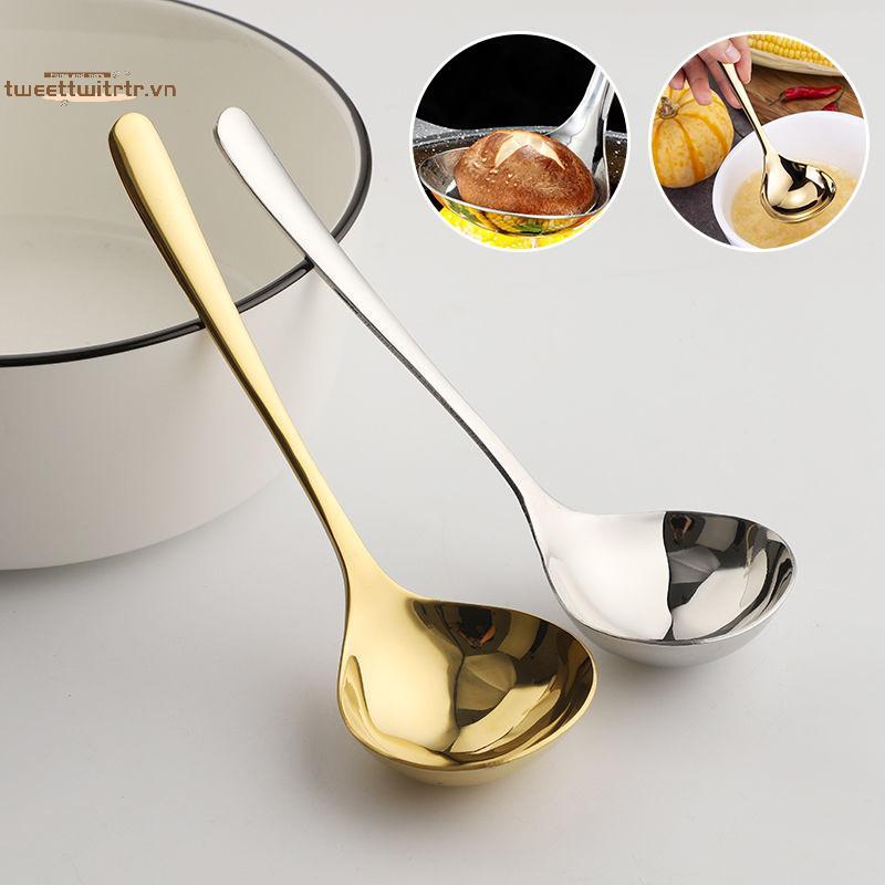 TRTR 1 Chiếc Thép Không Gỉ 304 Thìa Canh Thìa Cơm Thìa Tay Cầm Dài Thiện Đầu Lớn Dao Kéo Hộ Gia Đình Bộ Bếp Canh Spoo VN