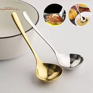 TRTR 1 Chiếc Thép Không Gỉ 304 Thìa Canh Thìa Cơm Thìa Tay Cầm Dài Thiện Đầu Lớn Dao Kéo Hộ Gia Đình Bộ Bếp Canh Spoo VN
