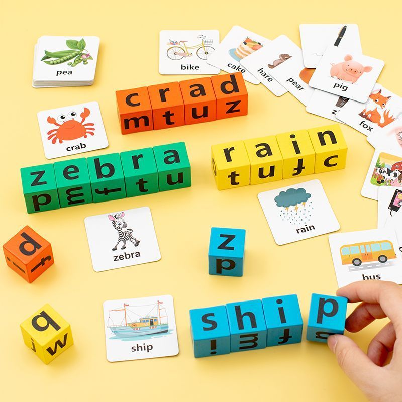 【🇻🇳Có sẵn kho】Kích thước lớn Chữ Chính tả Khối Flash Thẻ Trò chơi Montessori Đồ chơi Từ tiếng Anh Học tập sớm Đồ chơi giáo dục