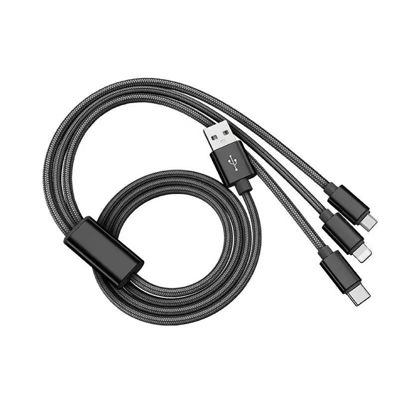 Dây cáp sạc 3 đầu bọc dù 3 trong 1 đa năng nhiều màu sắc. Dùng cho nhiều dòng ios và android dài 1.2 mét - Hàng sẵn kho