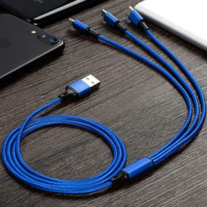 Cáp sạc 3 đầu bọc dù 3 trong 1 đa năng nhiều màu sắc / dài 1.2m . Dùng cho nhiều dòng điện thoại - Hàng sẵn kho