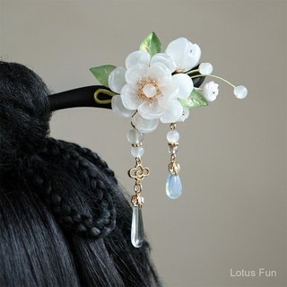 Mới! Kẹp Tóc Hoa Kính từ Gỗ Mun, Phong Cách Trung Hoa - Perfect Cho Lễ Cưới và Phụ Kiện Hanfu