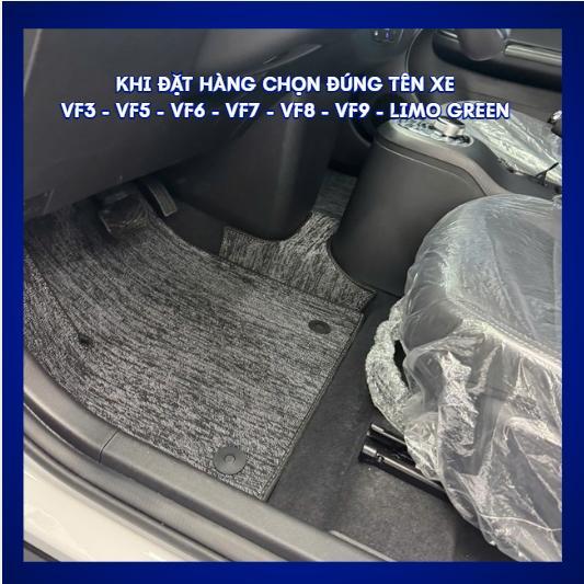 Thảm cước lót sàn xe ô tô VF3 VF5 VF6 VF7 VF8 VF9 limo green may sẵn bo viền theo form xe có khuy bấm