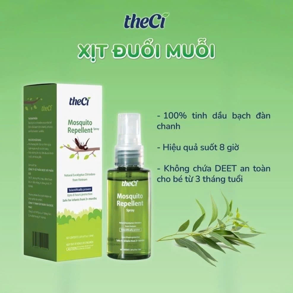 Xịt đuổi muỗi Theci an toàn cho mẹ và bé, hiệu quả đến 8 giờ