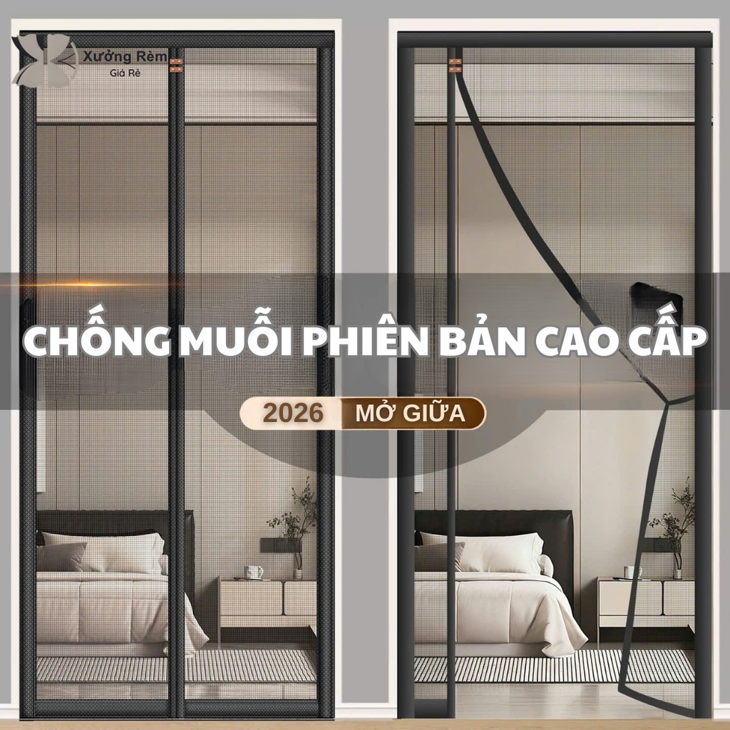 [PHIÊN BẢN CAO CẤP - MỞ GIỮA] Rèm Lưới Chống Muỗi Nam Châm Tự Đóng Màu ...