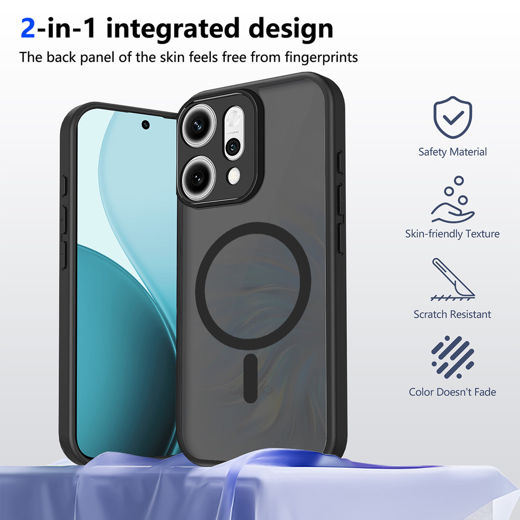 Ốp lưng OPPO Reno 14 Pro 5G Vỏ hấp dẫn từ tính màu đen mờ cho Ốp điện thoại OPPO Reno 14 5G