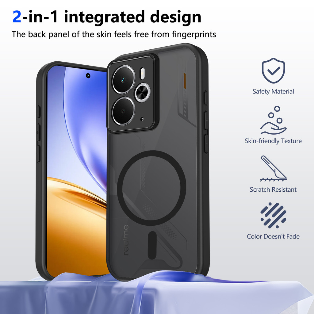 Ốp lưng Realme 14 5G Vỏ thu hút từ tính màu đen mờ cho vỏ điện thoại Realme 14 5G