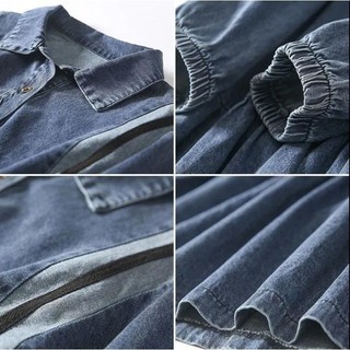 Đầm denim trẻ trung và thoải mái dành cho nữ, đầm dài tay thời trang cỡ lớn cho nữ mùa xuân/ thu mới.