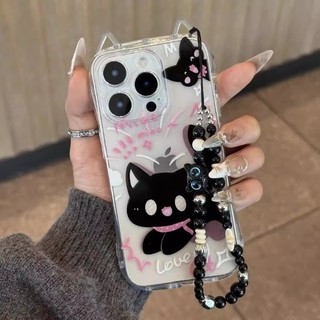 Ốp lưng IPhone17 16 15 14 13 12 11 Pro MaxXRXSMax 78 Plus Phim hoạt hình dễ thương mèo đen tai mèo trường hợp điện thoại