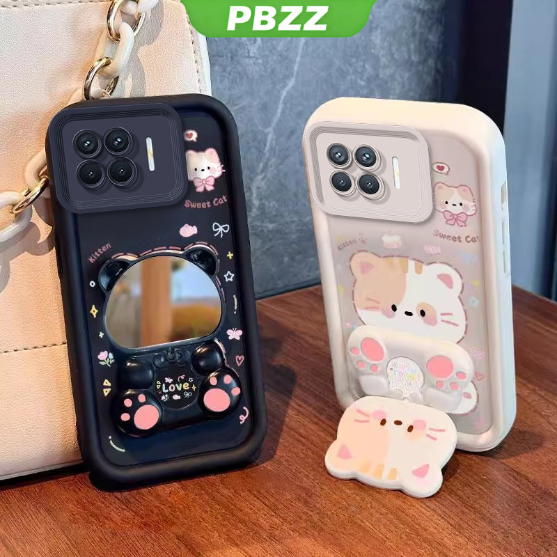 Ốp Lưng Cho OPPO A93 4g F17 PRO OPPO Reno 4F reno4 F Vỏ Điện Thoại Vỏ Mềm Silicon Chống Sốc Thiết Kế Mới Thẩm Mỹ Mèo Hoạt Hình Có Giá Đỡ Cho Gương JTMMZJ01