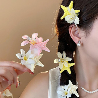 Phụ Kiện Tóc Phong Cách Mùa Hè Với Họa Tiết Sao Biển và Hoa, Thích Hợp Đi Biển và Kỳ Nghỉ