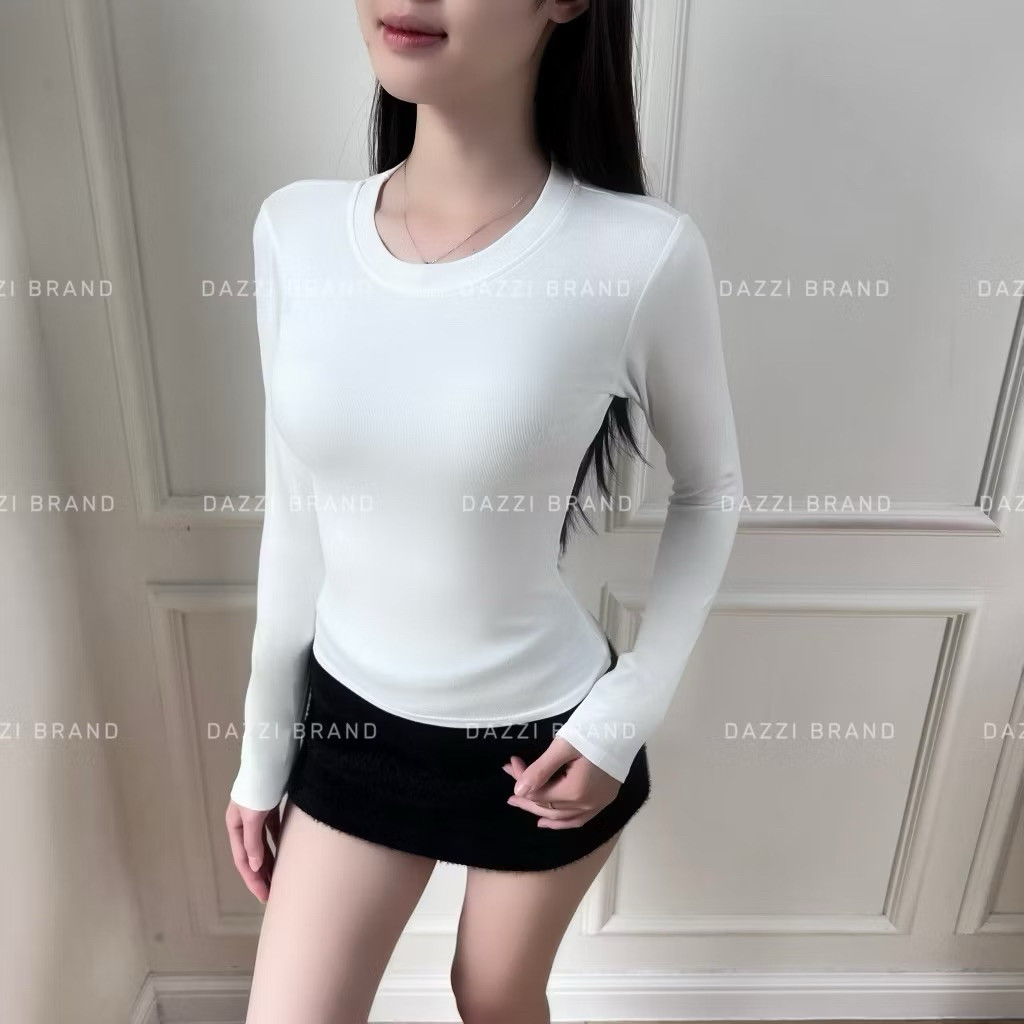 Áo thun nữ tay dài form ôm vải cotton lụa mềm mịn co dãn M288855