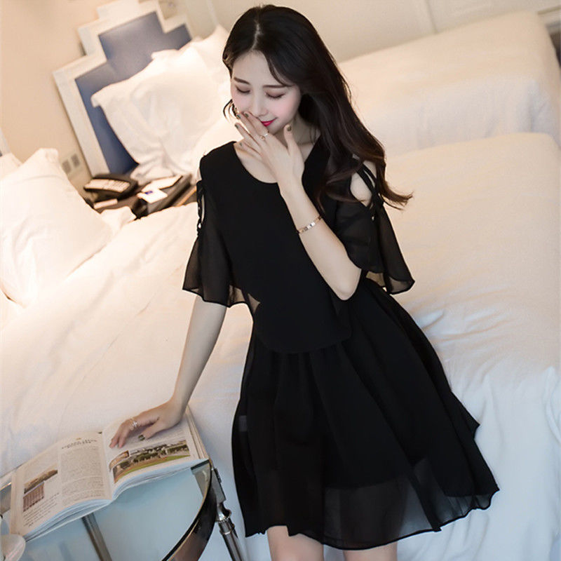 Đầm Chiffon Mùa Hè Cắt Eo,Kích Cỡ Lớn Thời Trang Nữ Thời Thượng Giảm Tuổi, Đa Năng