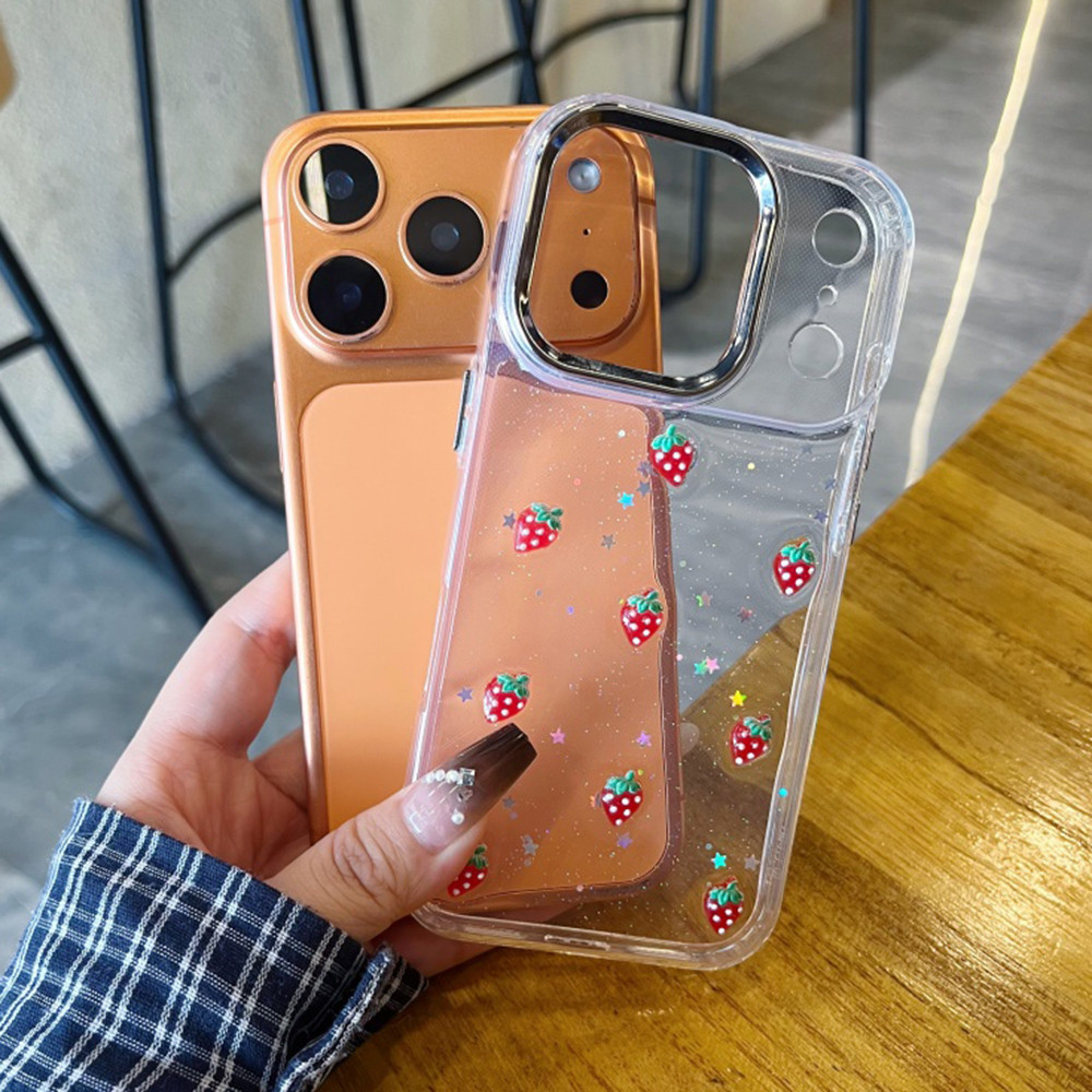 Ốp Điện Thoại Nhựa Dâu 3D Cho iPhone 17 Pro Max 17 Air 16 Plus 15 14 13 12 11 Vỏ Bảo Vệ Chống Sốc
