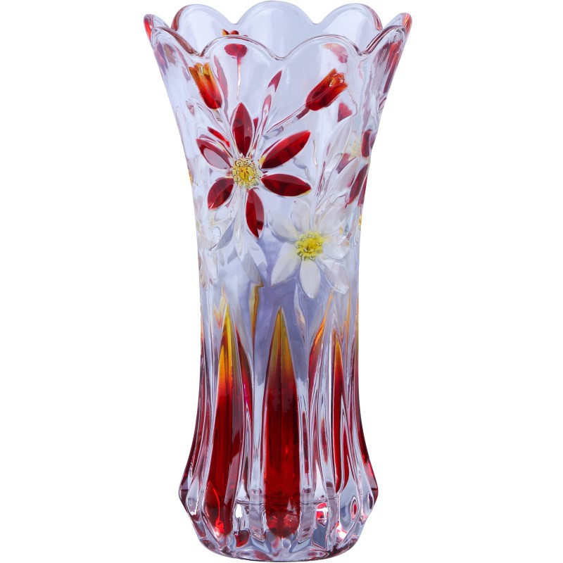 Retro Bình Pha Lê Thủy Tinh Màu Trong Suốt Dày Hộ Gia Đình Giống Nước Tài Lộc Tre Chèn Hoa Hồng Lily Hộ Gia Đình Phòng Khách IQGR