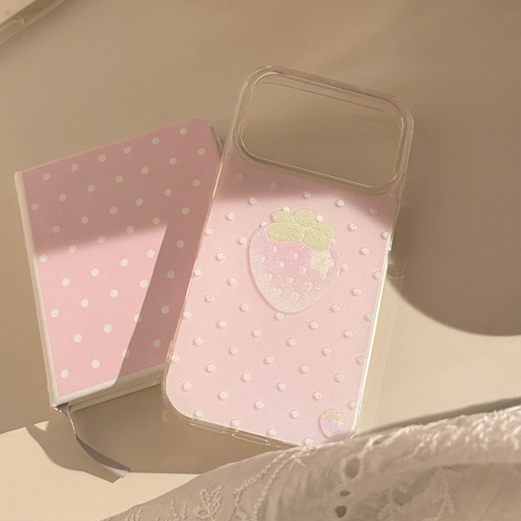 Ins Trend Point Strawberry Tương thích với Ốp điện thoại iPhone 17 Promax, iPhone 17 Flash Pink 15 Ngoại hình cao cấp cấp 16 / 13