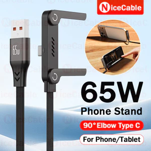 Cáp sạc điện thoại đế vô hình PD240W Cáp sạc siêu nhanh Type C sang Type C 90°Dây dữ liệu phẳng bện thiết kế uốn cong cho ios / Android