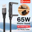 Cáp sạc điện thoại đế vô hình PD240W Cáp sạc siêu nhanh Type C sang Type C 90°Dây dữ liệu phẳng bện thiết kế uốn cong cho ios / Android
