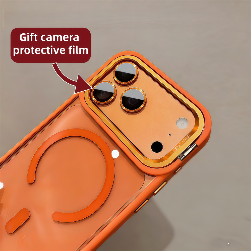 Giá đỡ ống kính màu Vỏ điện thoại từ tính cho IPhone 17 Pro Max 12 13 14 15 16 pro max Chất lượng cao Vỏ từ tính trong suốt Vỏ chống sốc