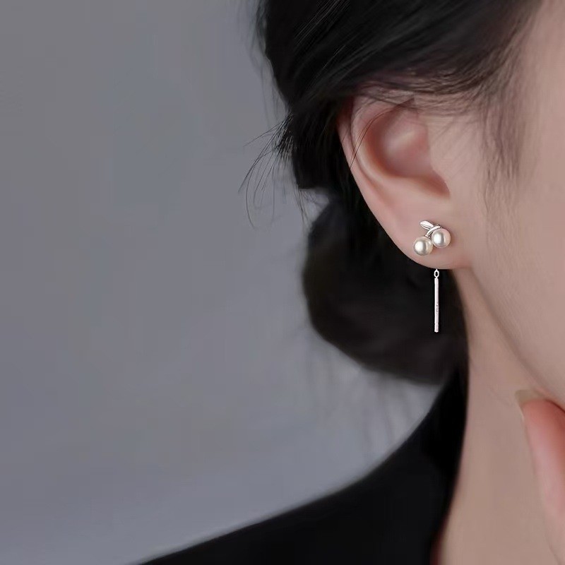 Bông tai mạ bạc 925 hình anh đào, phù hợp cho nữ