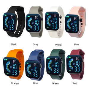 Đồng hồ điện tử hình vuông LED Rainbow có màn hình lớn, Đồng hồ điện tử Unisex sành điệu