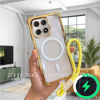 Thích hợp cho Honor X6A X6B X8 4G X6A X8A X8B X8C Vỏ điện thoại bốn góc chống rơi trong suốt mềm dây tay 0037