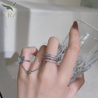 VRZ Nhẫn Đôi Nữ Phong Cách Punk Dây Xích, Trang Sức Thời Trang Hip-Hop Hot