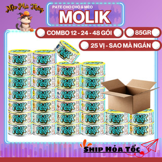 (Combo tiết kiệm) Pate Molik 85g/Thức ăn ướt cho Chó Mèo –Dạng đặc mịn Mousse/Soup/Súp – 25 Hương Vị