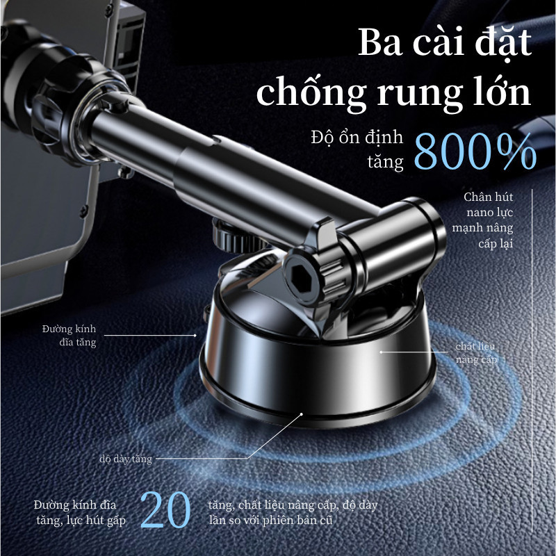 Giá Đỡ Điện Thoại Ô Tô 3in1 Cao Cấp - Gắn Taplo, Kính Chắn Nắng, Cửa Gió, Xoay 360°, Thao Tác Một Tay