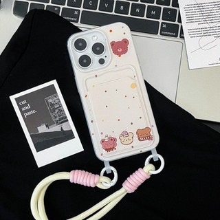 Ốp lưng iPhone 17 16 15 14 13 12 11 Pro Max X XR Max 7 8 Plus Dễ thương Cub Lanyard trường hợp điện thoại