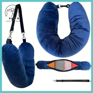 [wellstay1] Gối du lịch Ne có túi đựng quần áo có thể đổ đầy Vỏ gối hình chữ U Lông cừu pha lê Vỏ gối Ne cho du lịch trên máy bay [VN]