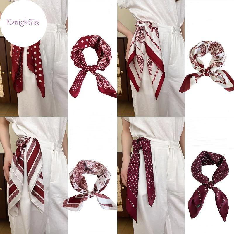 Khăn Lụa Satin Chấm Bi Paisley Cho Nữ Thanhh lịch và Thời Trang để Mặc Hàng Ngày