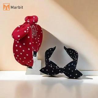 [Mar-T] Băng Đô Quấn Tóc Màu Trơn có Nơ Chấm Bi, Điều Chỉnh Được, Phù Hợp Cho Nữ và Bé Gái
