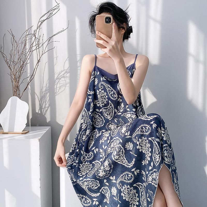 Váy Ngủ Nữ Phong Cách Sling Pad, Mỏng Nhẹ Cho Xuẩn Hạ Thu, Đồ Loungewear Cao Cấp