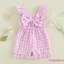 Bộ áo liền quần kẻ sọc cho bé gái mới biết đi có nơ áo liền quần Gingham