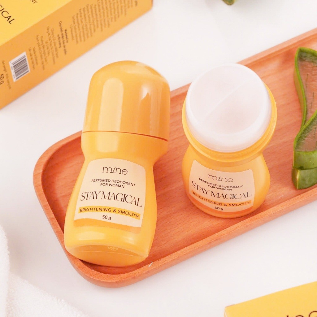 Lăn Khử Mùi Nữ Hương Nước Hoa Mine Dưỡng Trắng Sáng Da Niacinamide, Thơm Lâu Khử Mùi 50G