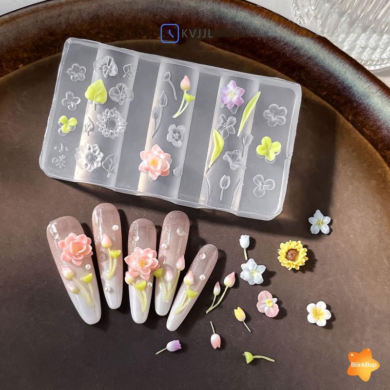 [KvJJL-t] Khuôn nghệ thuật làm móng hoa silicon 3D Mẫu cánh hoa có thể tái sử dụng cho Salon Thiết kế móng tay DIY Phụ kiện làm móng tay mới