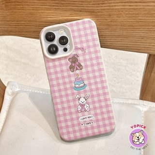 Plaid Bear Phone case for iPhone 15 16 17 11 12 13Pro Max 14Plus XR XS Max 7Plus Soft Case Girl Friend PWK