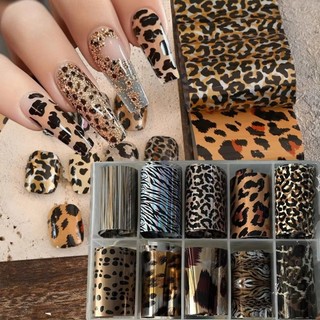 ESSENCEH Lá Móng Tay, Họa Tiết Sọc Ren Thiết Kế Dán Móng Tay, Hiệu Ứng Sequin Chuyên Nghiệp Đen Trắng Da Báo In Đề Can Móng Tay DIY