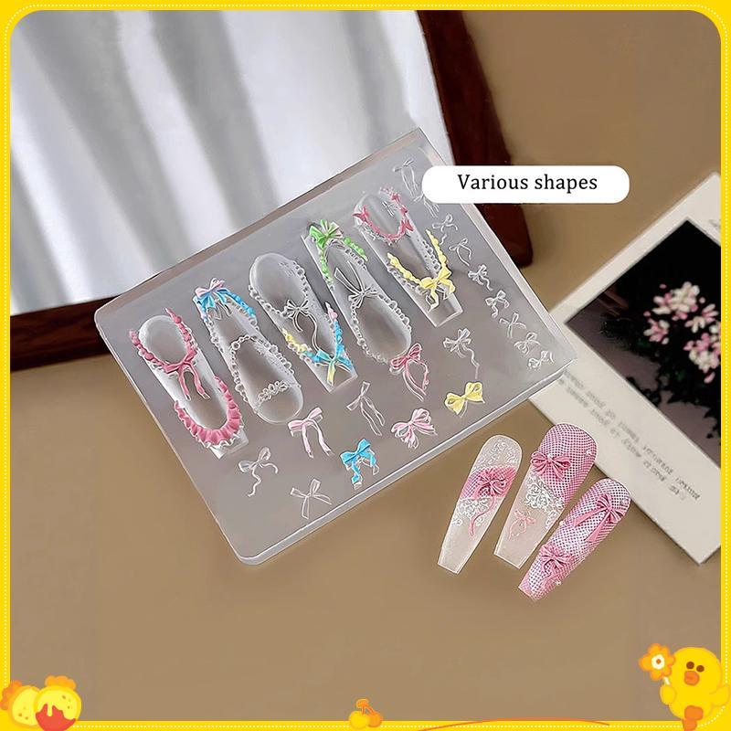 [Gengli] Nơ Hạt Dây Ruy Băng 3D Acrylic Khuôn Trang Trí Móng Tay Nghệ Thuật Thiết Kế DIY Silicon Móng Tay Nghệ Thuật Khuôn Mẫu Cho Móng Tay Quyến Rũ